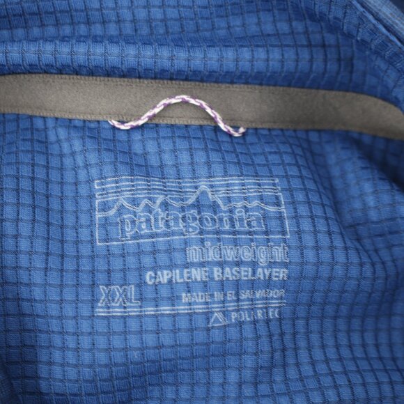 Patagonia Shirt Men's 2XL Capilene Baselayer Midweight Zip Neck Long Sleeve Blue - Picture 11 of 13